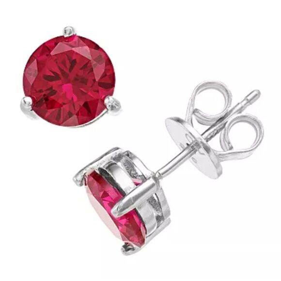 Genuine Garnet Sterling Silver Stud Earrings NWT - Picture 10 of 16